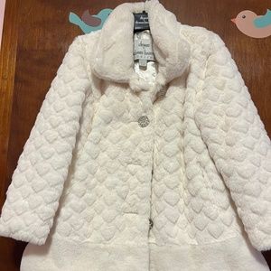 Girls White Faux Fur Coat